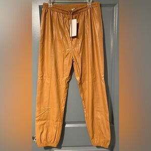 Women's Tan Pleather Joggers